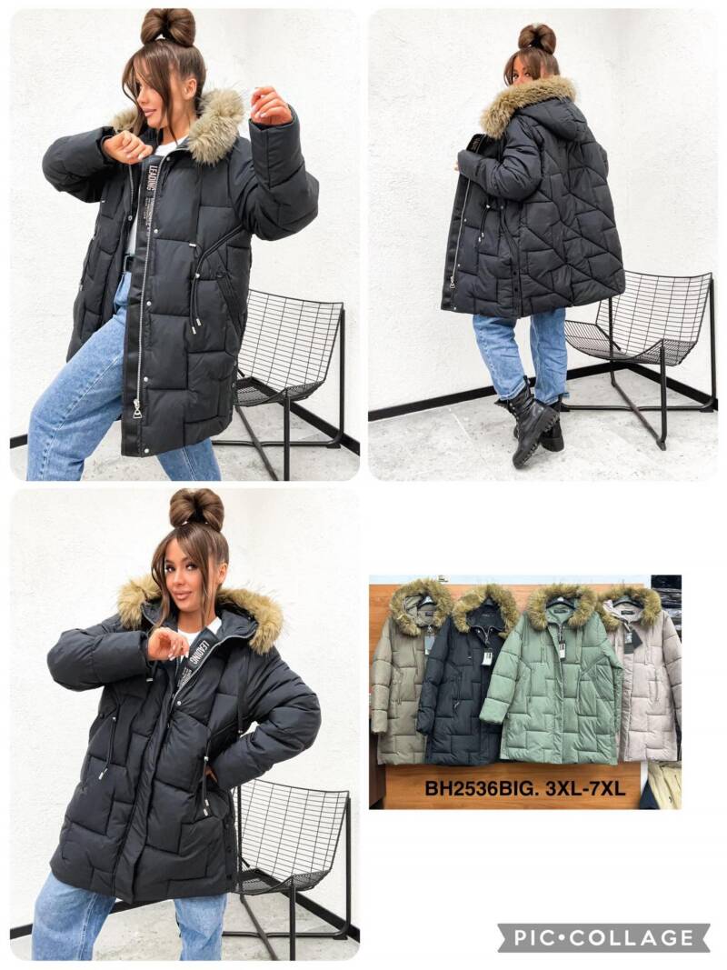 Kurtki damskie zimowe Roz 3XL-7XL, 1 Kolor Paczka 5 szt